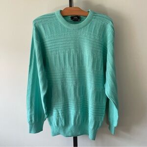 80s 90s Vintage Sears Grandpa Dad Knit Sweater Seafoam Mens Size Medium
